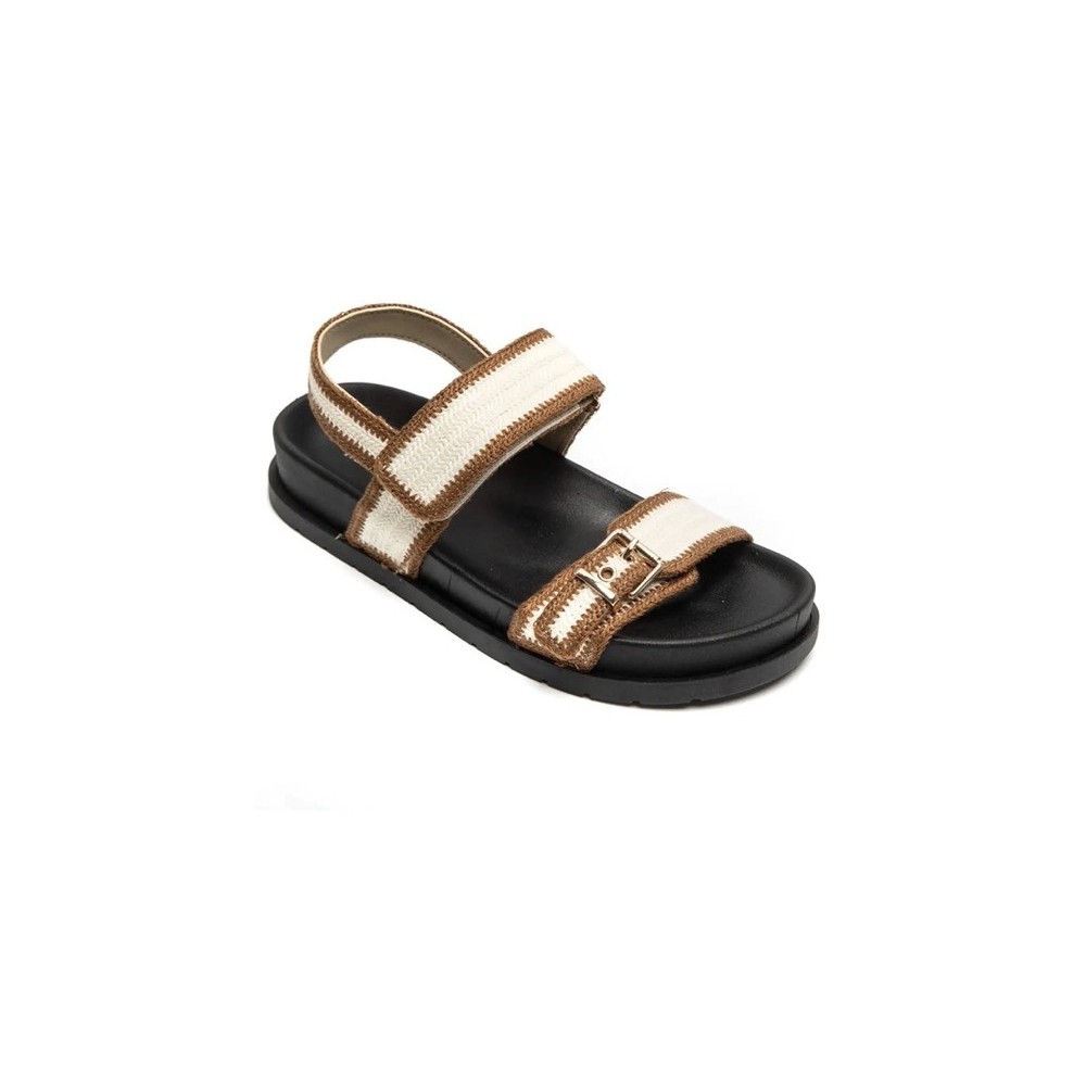 Sandales plates à scratch femme – Style tressé naturel | Du 36 au 41 | Melle Jeanne