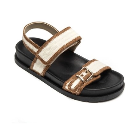 Sandales plates à scratch femme – Style tressé naturel | Du 36 au 41 | Melle Jeanne