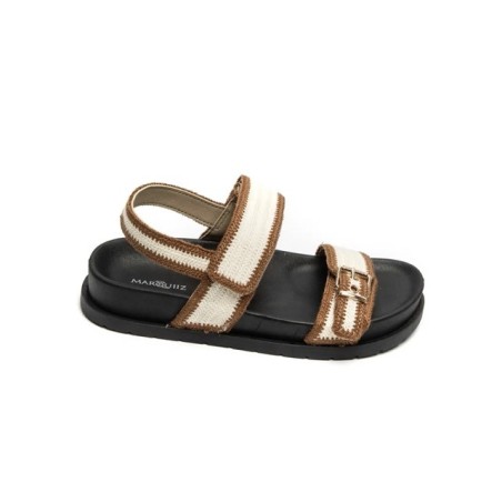 Sandales plates à scratch femme – Style tressé naturel | Du 36 au 41 | Melle Jeanne
