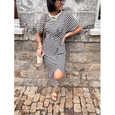 Robe marinière femme – Taille unique avec nœud à la taille | Melle Jeanne
