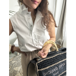 Chemise blanche sans manches col victorien – Chic & estivale | S/M & M/L | Melle Jeanne