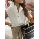 Chemise blanche sans manches col victorien – Chic & estivale | S/M & M/L | Melle Jeanne