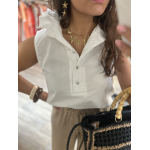 Chemise blanche sans manches col victorien – Chic & estivale | S/M & M/L | Melle Jeanne