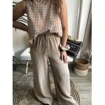 Pantalon fluide gaze de coton beige – Taille unique 36 à 40/42 | Melle Jeanne