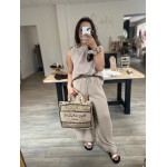 Pantalon fluide gaze de coton beige – Taille unique 36 à 40/42 | Melle Jeanne