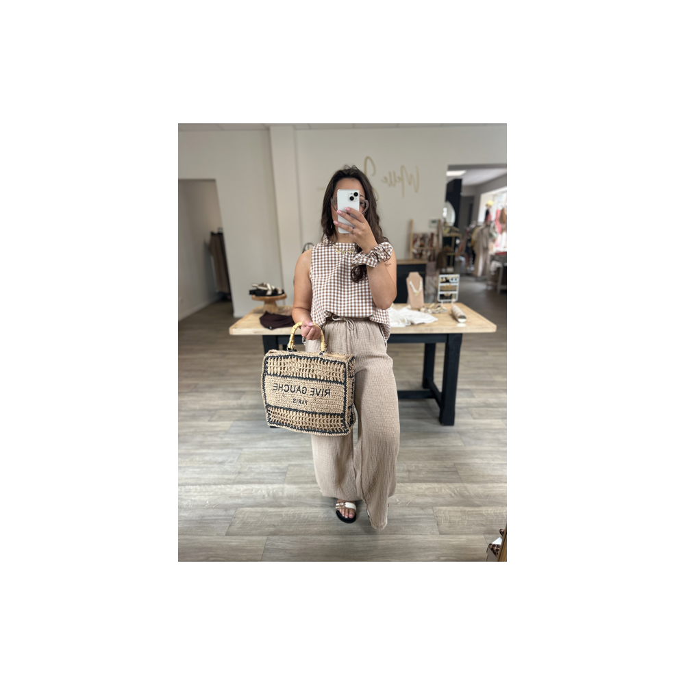 Pantalon fluide gaze de coton beige – Taille unique 36 à 40/42 | Melle Jeanne Pantalon fluide gaze de coton beige – Taille unique 36 à 40/42 | Melle Jeanne