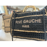 Sac panier en raphia avec inscription Rive Gauche – Fermeture éclair & anses double porté | Collection Le Soleil