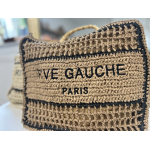 Sac panier en raphia avec inscription Rive Gauche – Fermeture éclair & anses double porté | Collection Le Soleil