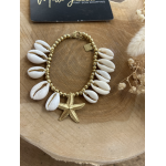 Bracelet coquillage & étoile – Acier inoxydable doré réglable