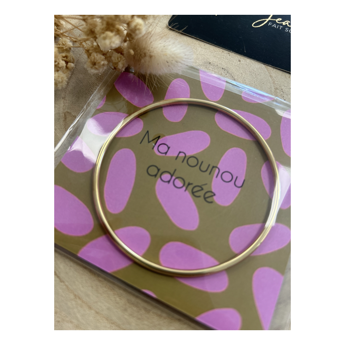 Jonc "Ma nounou adorée" – Cadeau en acier inoxydable doré