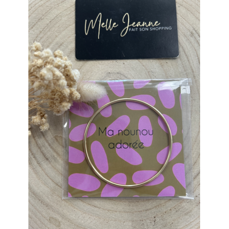 Jonc "Ma nounou adorée" – Cadeau en acier inoxydable doré