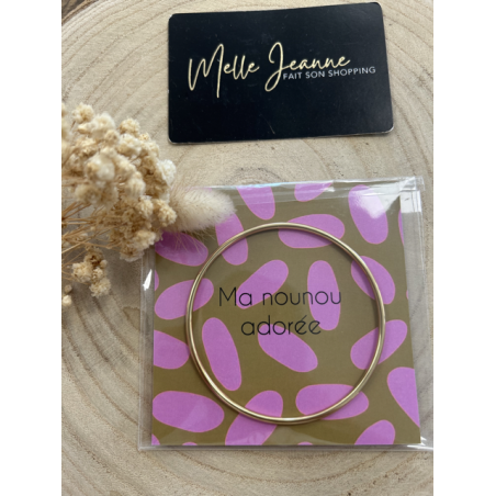 Jonc "Ma nounou adorée" – Cadeau en acier inoxydable doré