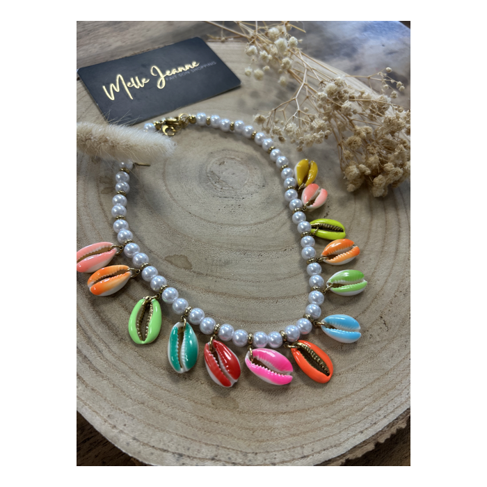 Collier coquillages multicolores – Bijou estival bohème