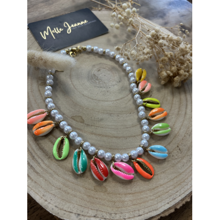 Collier coquillages multicolores – Bijou estival bohème