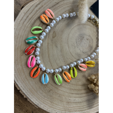 Collier coquillages multicolores – Bijou estival bohème