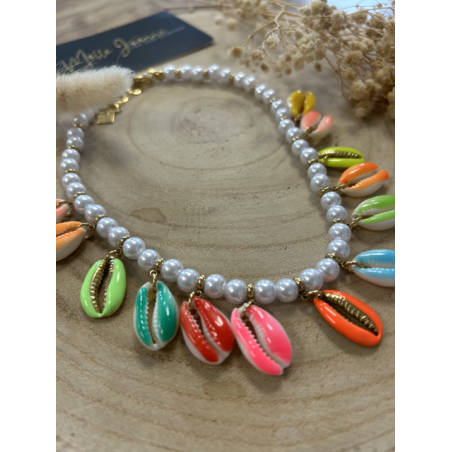 Collier coquillages multicolores – Bijou estival bohème