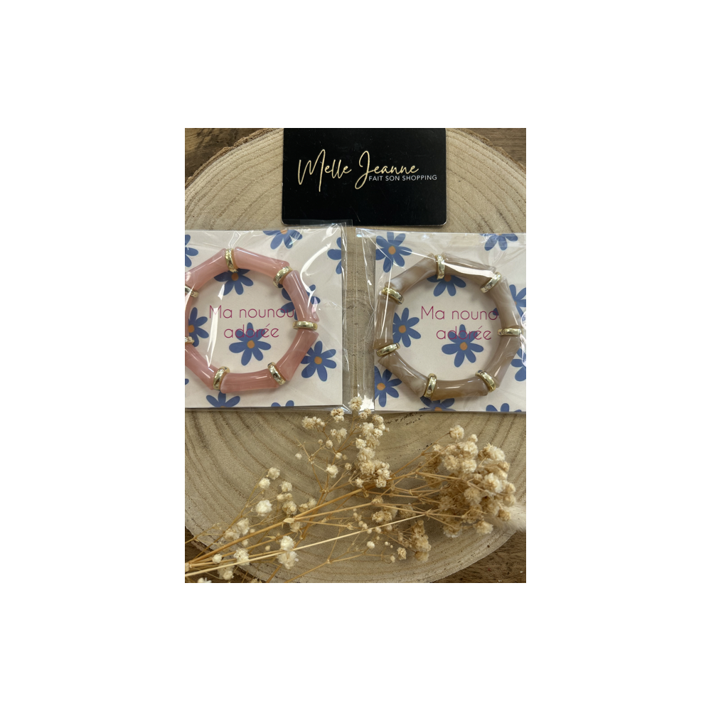 Bracelet "Ma nounou adorée" – Taupe ou vieux rose – Cadeau prêt à offrir Bracelet "Ma nounou adorée" – Taupe ou vieux rose – Cadeau prêt à offrir