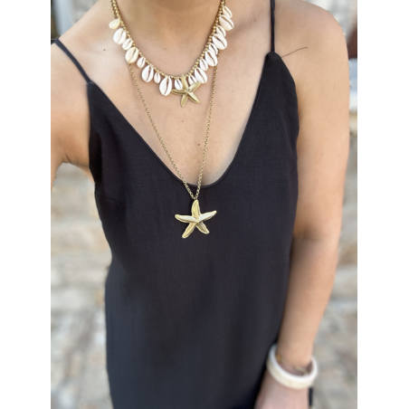 Robe longue noire fluide – Dos croisé bijou