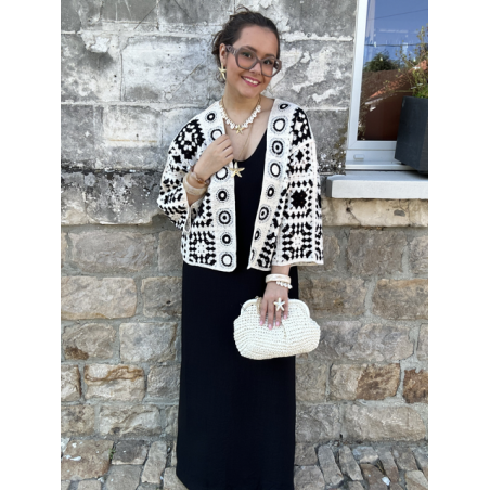 Veste en maille aérée – Multicolore ou noir et blanc – Taille unique