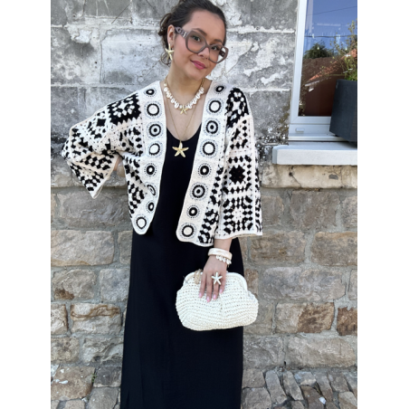 Veste en maille aérée – Multicolore ou noir et blanc – Taille unique