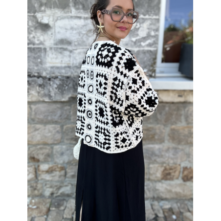 Veste en maille aérée – Multicolore ou noir et blanc – Taille unique