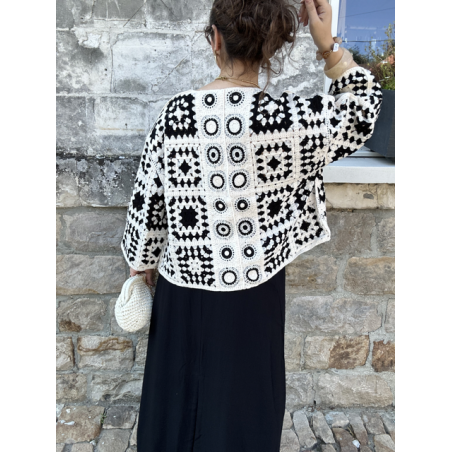Veste en maille aérée – Multicolore ou noir et blanc – Taille unique