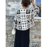 Veste en maille aérée – Multicolore ou noir et blanc – Taille unique