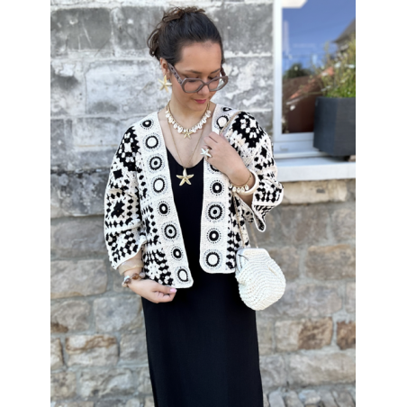 Veste en maille aérée – Multicolore ou noir et blanc – Taille unique
