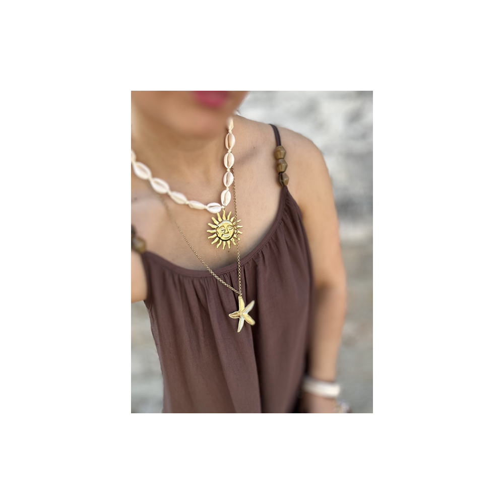 Sautoir étoile de mer – Acier inoxydable doré – Bijou estival Sautoir étoile de mer – Acier inoxydable doré – Bijou estival