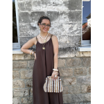 Robe fluide avec bijoux amovibles – Beige ou marron – Tailles SM / ML