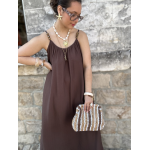 Robe fluide avec bijoux amovibles – Beige ou marron – Tailles SM / ML