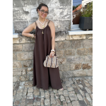 Robe fluide avec bijoux amovibles – Beige ou marron – Tailles SM / ML