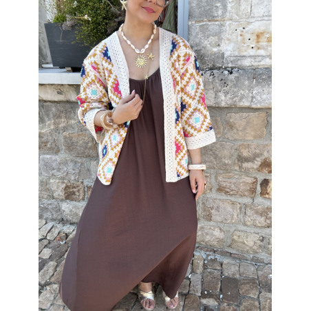 Veste en maille aérée – Multicolore ou noir et blanc – Taille unique