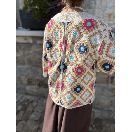 Veste en maille aérée – Multicolore ou noir et blanc – Taille unique