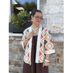 Veste en maille aérée – Multicolore ou noir et blanc – Taille unique