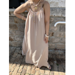 Robe fluide avec bijoux amovibles – Beige ou marron – Tailles SM / ML