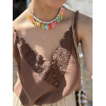 Caraco dentelle avec boutons – Blanc ou marron – SM ou ML