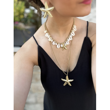Boucles d’oreilles étoile de mer – Acier inoxydable doré