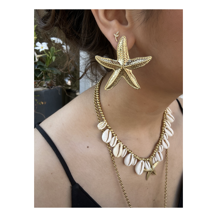Boucles d’oreilles étoile de mer – Acier inoxydable doré