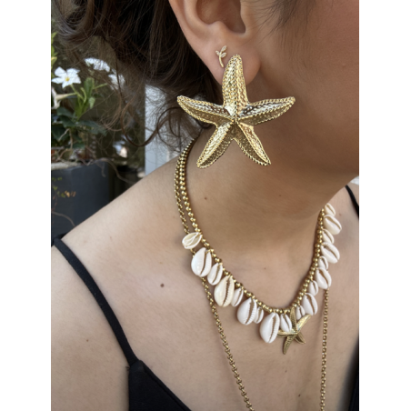 Boucles d’oreilles étoile de mer – Acier inoxydable doré