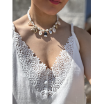 Caraco dentelle avec boutons – Blanc ou marron – SM ou ML