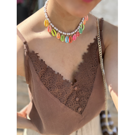Collier coquillages multicolores – Bijou estival bohème