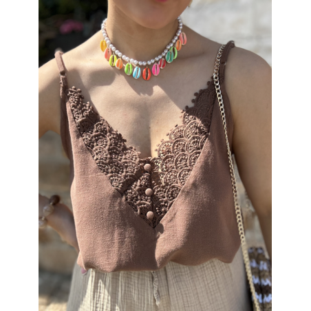 Collier coquillages multicolores – Bijou estival bohème