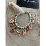 Bracelet coquillages roses & étoiles de mer – Perles