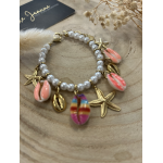Bracelet coquillages roses & étoiles de mer – Perles