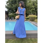 Ensemble top + jupe longue fendue – Marron, bleu marine ou azur – Taille 36 à 42