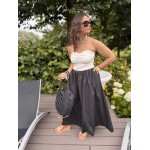 Robe bi-matière bustier blanc et jupe noire – Escapade Azur | Melle Jeanne