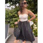 Robe bi-matière bustier blanc et jupe noire – Escapade Azur | Melle Jeanne
