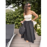 Robe bi-matière bustier blanc et jupe noire – Escapade Azur | Melle Jeanne