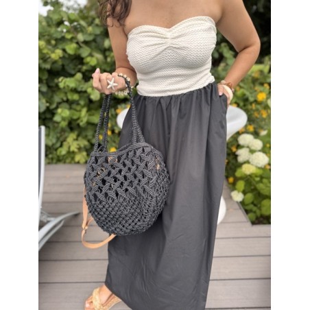 Robe bi-matière bustier blanc et jupe noire – Escapade Azur | Melle Jeanne